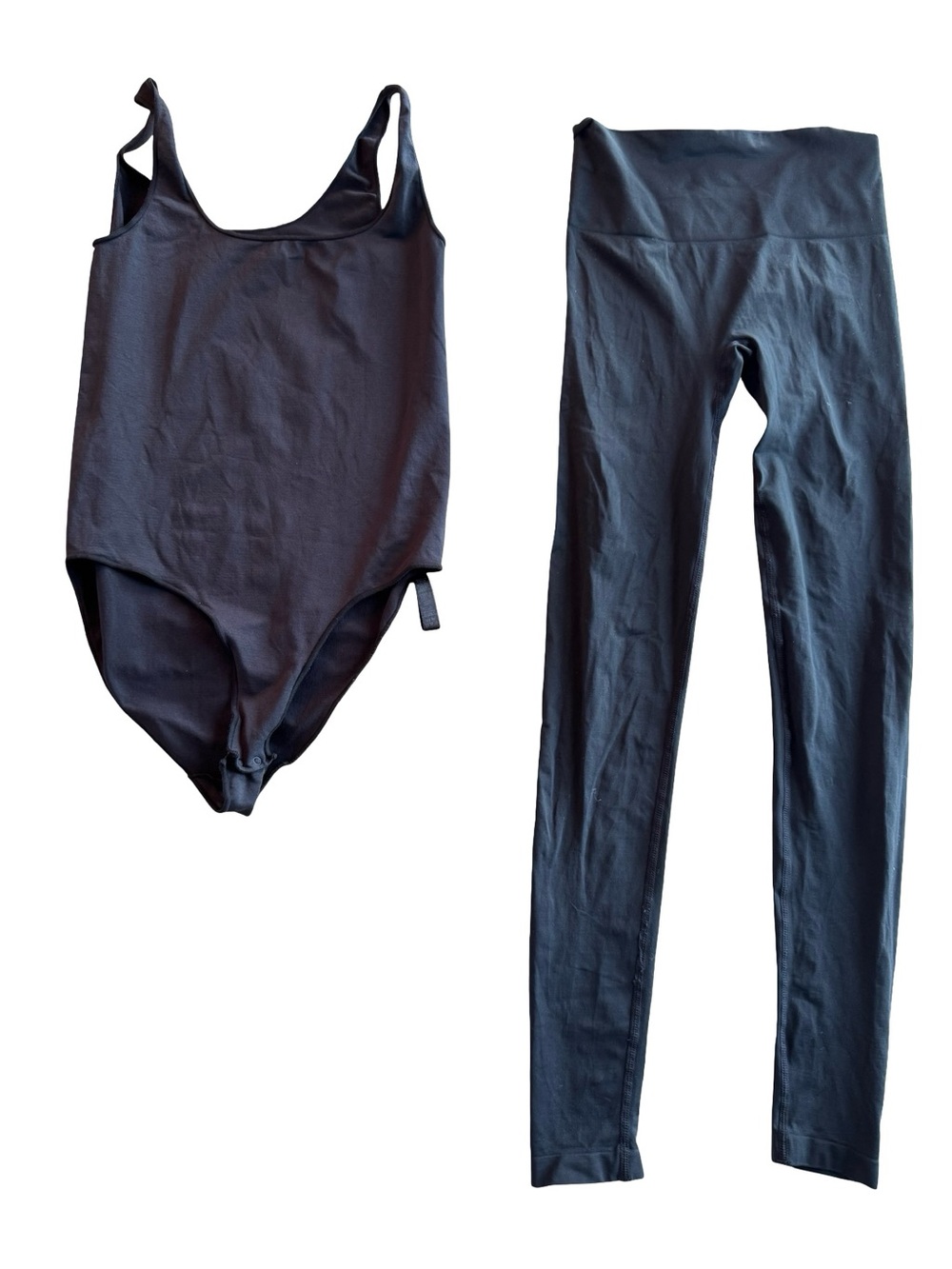 SKIMS Black Leggings & Black Scoop Bodysuit Bundle